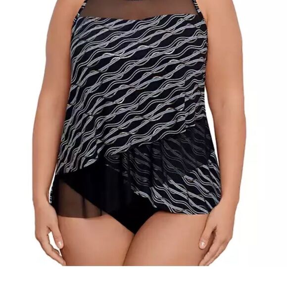 MIRACLESUIT Plus Size Linked In Mirage Underwire Tankini Top swimsuit - Picture 8 of 12